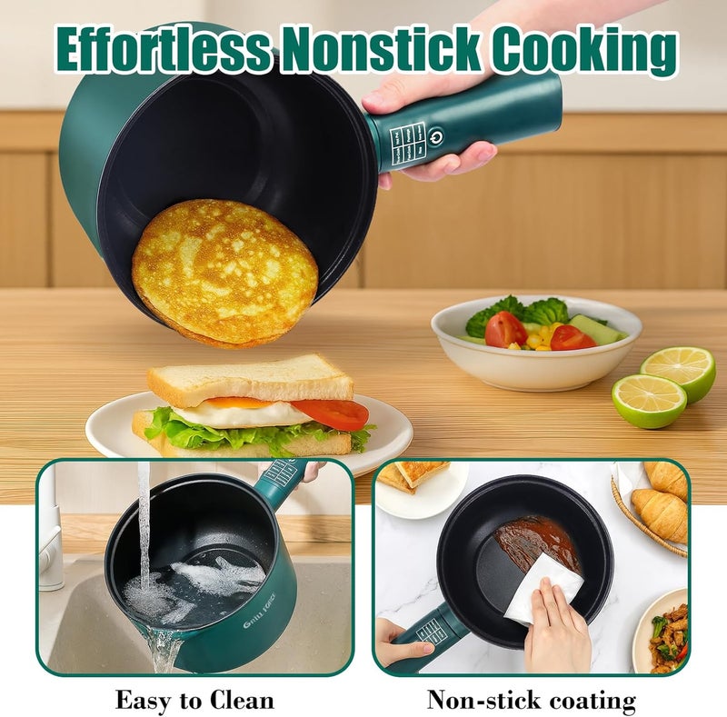 GRILL FORCE Hot Pot Electric with Steamer,6 Smart Modes, 1.8L Ramen Cooker, Portable Cooker, Non-Stick Frying Pan, Sauté Pan, Electric Pot for Pasta, Egg, Steak, BPA Free, College Dorm Room Essential - Image 5
